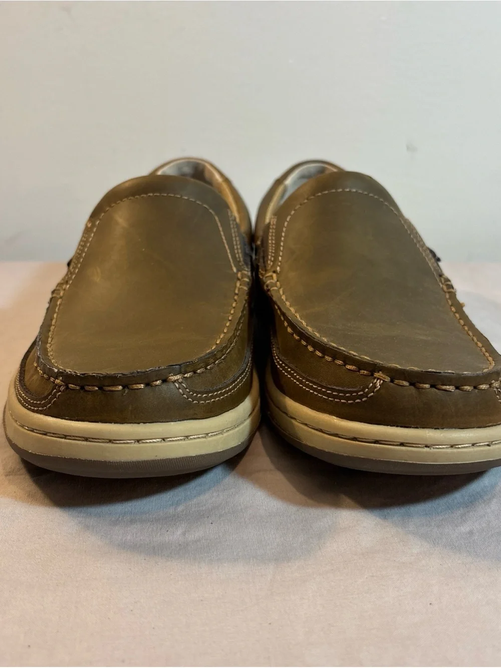 Margaritaville Men's Olive-Brown Slip-On Moccasins